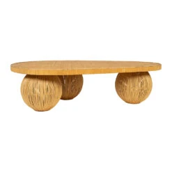 Table Basse En Rotin Et Bambou Naturel 119x66cm - Tamba