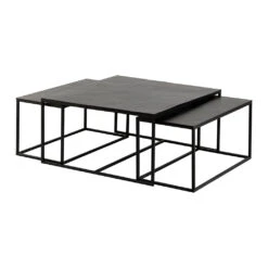 Table Basse Gigogne Carrée (lot De 3) En Fer Noir - Felia