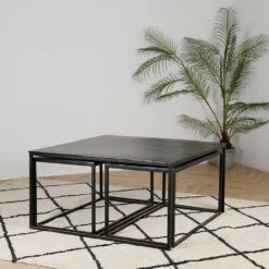 Table Basse Gigogne Carrée (lot De 3) En Fer Noir - Felia -Magasin Général Pour La Maison table basse gigogne carree lot de 3 en fer noir felia 37337 37337 SITU01 WEB 1