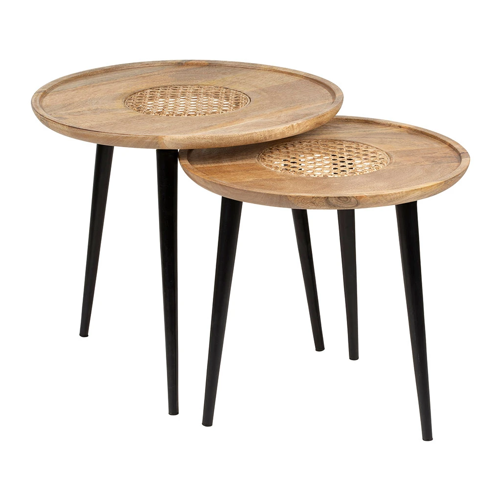 Table Basse Gigogne (lot De 2) En Manguier Naturel Et Fer Noir - Balamea 2 Table Basse Gigogne (lot De 2) En Manguier Naturel Et Fer Noir - Balamea – Image 2