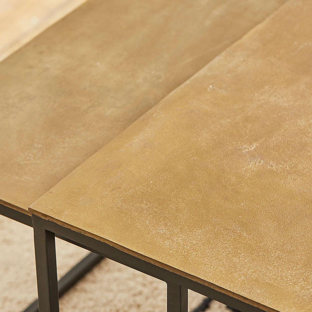 Table Basse Gigogne (lot De 3) En Fer Doré - Félia 6 Table Basse Gigogne (lot De 3) En Fer Doré - Félia – Image 6