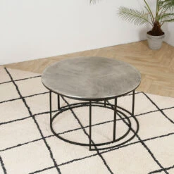 Lot De 2 Table Gigogne En Aluminium Et Fer Argenté - Felia 11 Lot De 2 Table Gigogne En Aluminium Et Fer Argenté - Felia -Magasin Général Pour La Maison table basse gigogne ronde lot de 2 en fer argente felia 36477 36477 SITU03 WEB 1