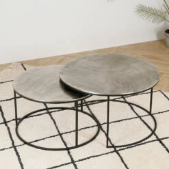 Lot De 2 Table Gigogne En Aluminium Et Fer Argenté - Felia 12 Lot De 2 Table Gigogne En Aluminium Et Fer Argenté - Felia -Magasin Général Pour La Maison table basse gigogne ronde lot de 2 en fer argente felia 36477 36477 SITU07 WEB 1