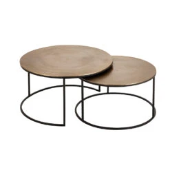 Lot De 2 Table Gigogne En Aluminium Et Fer Doré - Felia