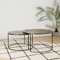 Lot De 2 Table Gigogne En Aluminium Et Fer Doré - Felia 9 Lot De 2 Table Gigogne En Aluminium Et Fer Doré - Felia -Magasin Général Pour La Maison table basse gigogne ronde lot de 2 en fer dore felia 36476 36476 SITU04 WEB 1