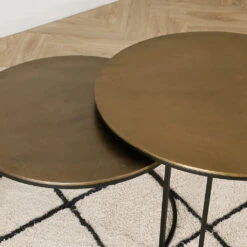 Lot De 2 Table Gigogne En Aluminium Et Fer Doré - Felia 12 Lot De 2 Table Gigogne En Aluminium Et Fer Doré - Felia -Magasin Général Pour La Maison table basse gigogne ronde lot de 2 en fer dore felia 36476 36476 SITU06 WEB 1