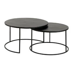 Lot De 2 Table Gigogne En Aluminium Et Fer Noir - Felia