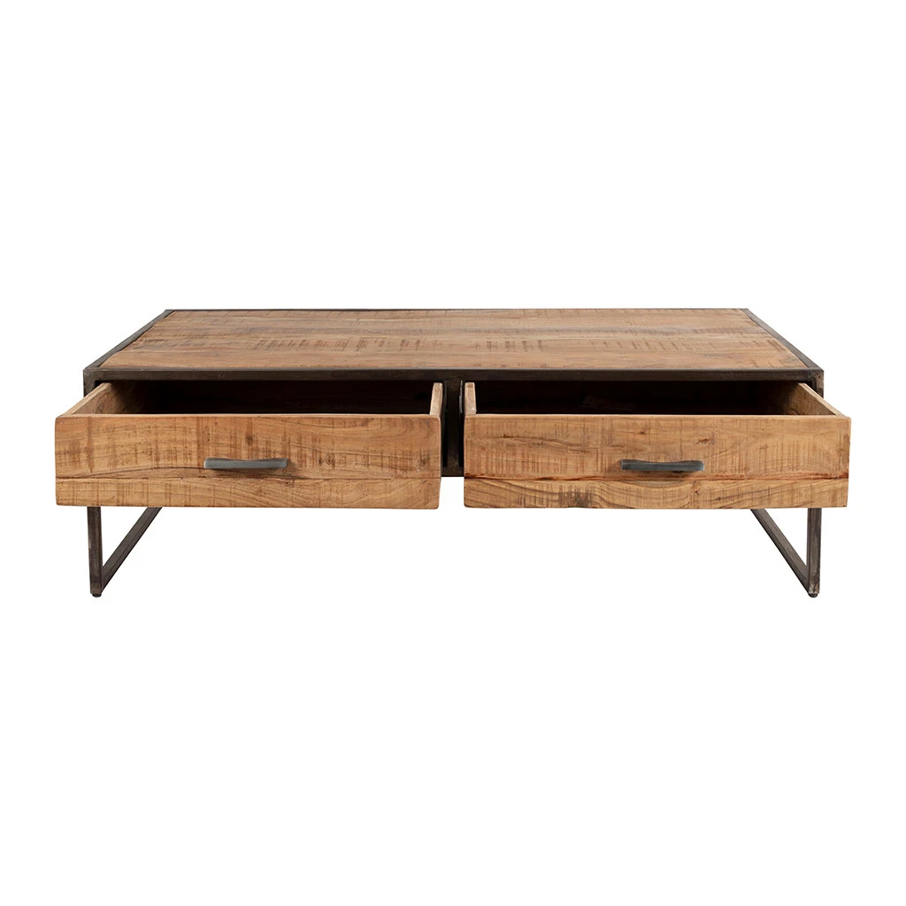 Table Basse En Acacia Et Fer Noir 120x60cm - Factory 2 Table Basse En Acacia Et Fer Noir 120x60cm - Factory – Image 2