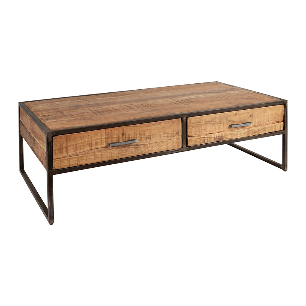 Table Basse En Acacia Et Fer Noir 120x60cm - Factory 3 Table Basse En Acacia Et Fer Noir 120x60cm - Factory – Image 3