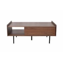 Table Basse Rectangulaire En Placage Noyer Marron - Gino
