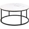 Table Basse Ronde Effet Marbre Blanc D80cm - Spiro