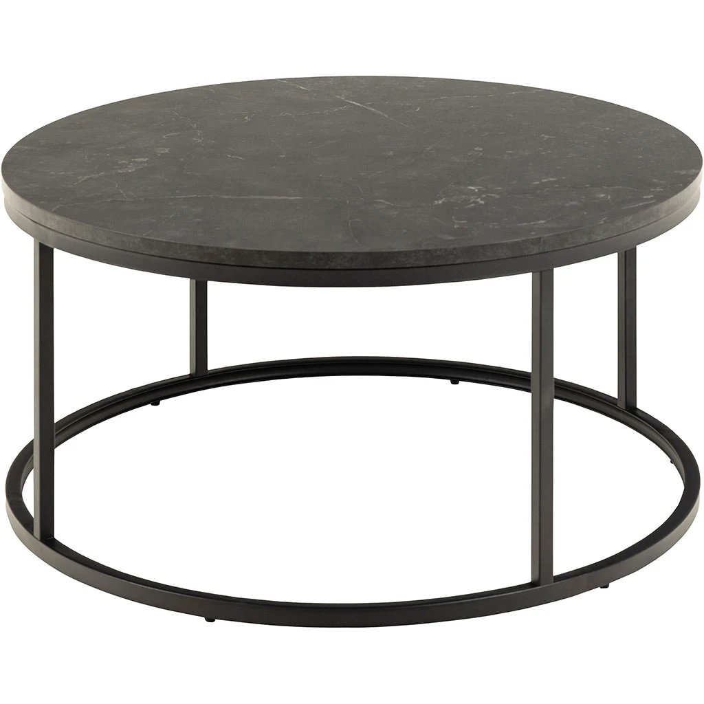 Table Basse Ronde Effet Marbre Noir D80cm - Spiro 1 Table Basse Ronde Effet Marbre Noir D80cm - Spiro