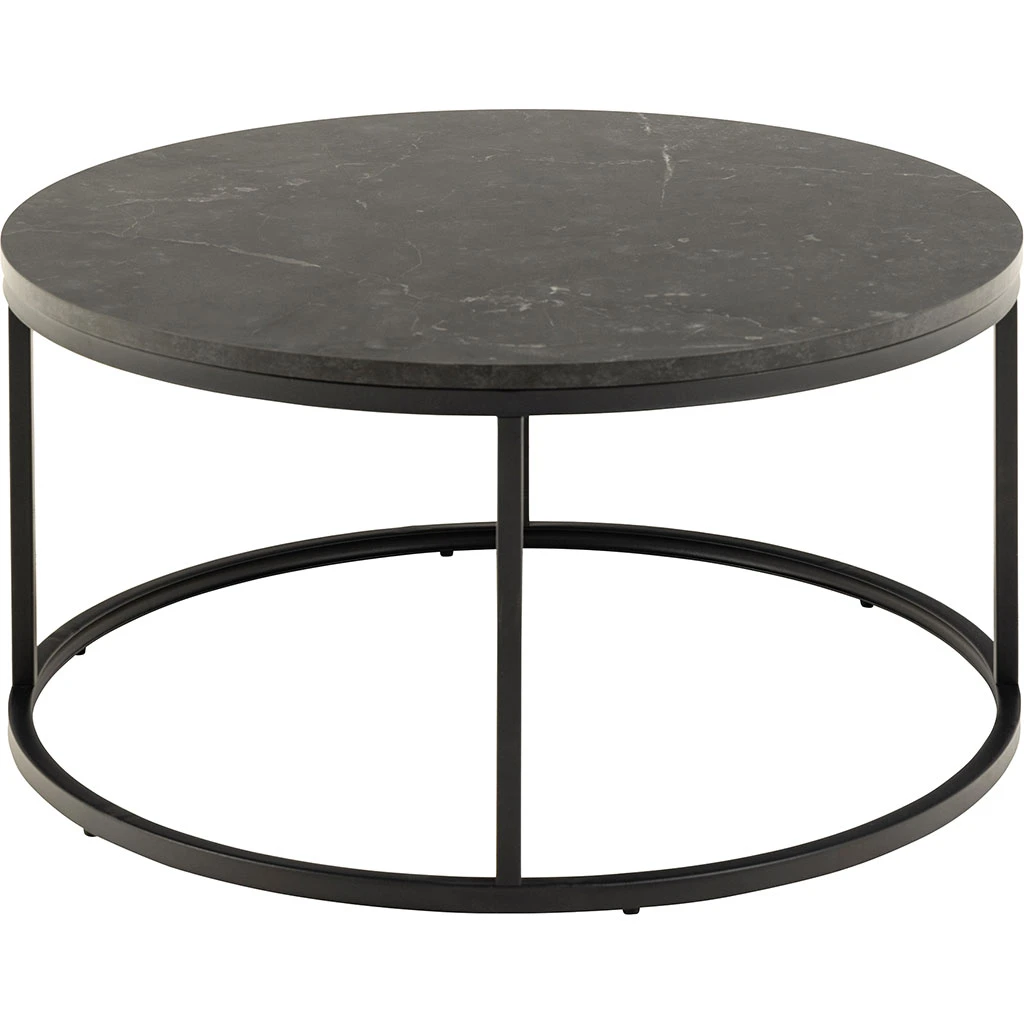 Table Basse Ronde Effet Marbre Noir D80cm - Spiro 2 Table Basse Ronde Effet Marbre Noir D80cm - Spiro – Image 2