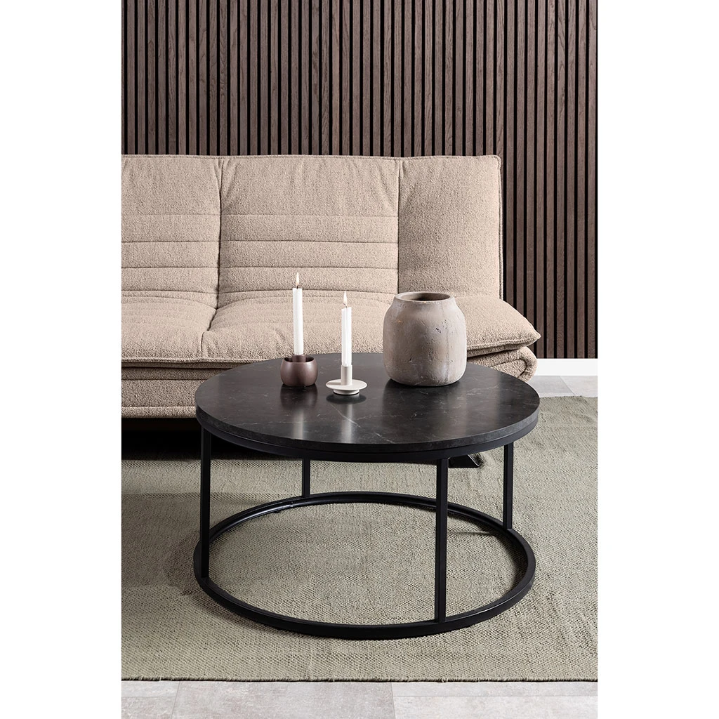 Table Basse Ronde Effet Marbre Noir D80cm - Spiro 6 Table Basse Ronde Effet Marbre Noir D80cm - Spiro – Image 6