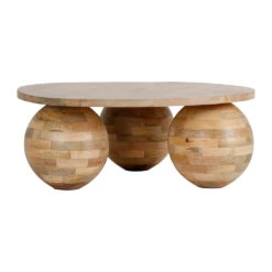 Table Basse Ronde En Manguier Naturel D79cm - Organic