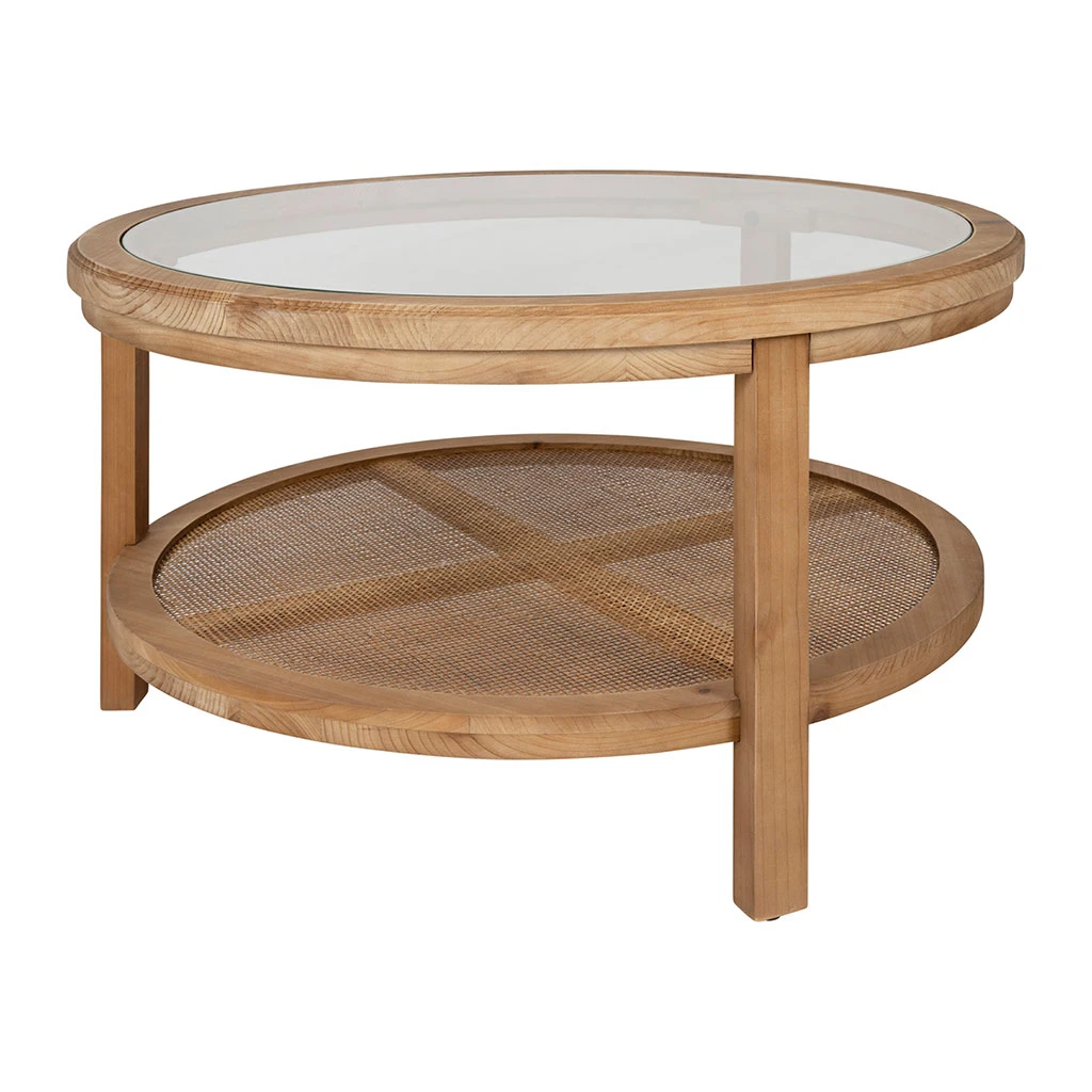 Table Basse Ronde En Sapin Naturel Et Verre Trempé D75cm - Firmin 3 Table Basse Ronde En Sapin Naturel Et Verre Trempé D75cm - Firmin – Image 3