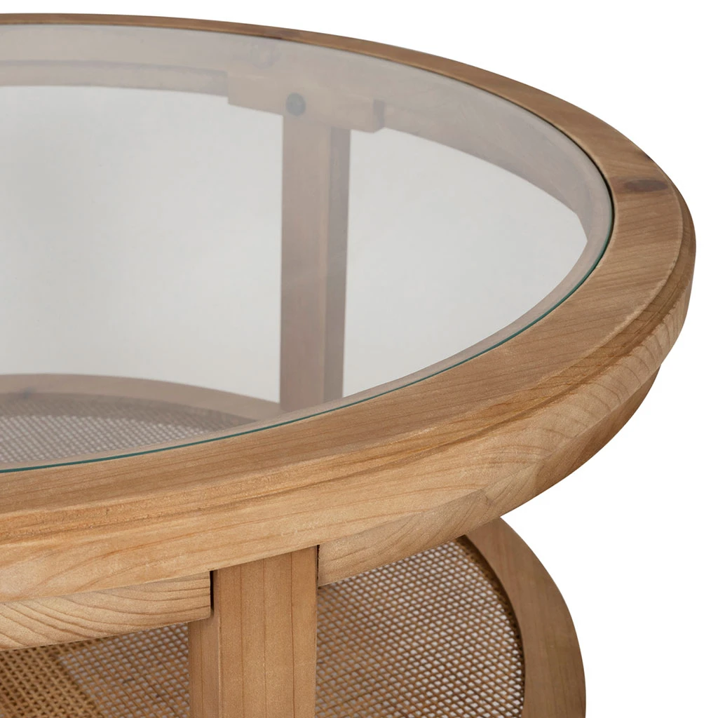 Table Basse Ronde En Sapin Naturel Et Verre Trempé D75cm - Firmin 5 Table Basse Ronde En Sapin Naturel Et Verre Trempé D75cm - Firmin – Image 5