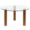 Table Basse Ronde En Verre Trempé Et Hévéa D75cm - Clara