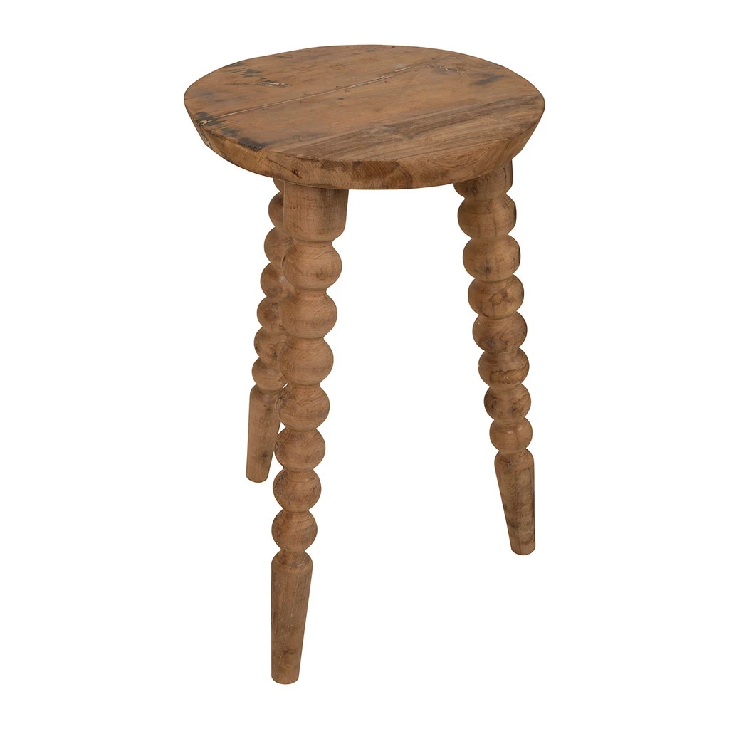 Bout De Canapé Rond En Bois Recyclé Naturel D34cm - Campagne 2 Bout De Canapé Rond En Bois Recyclé Naturel D34cm - Campagne – Image 2