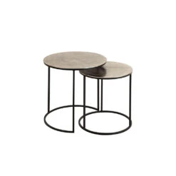 Table D'appoint Gigogne (x2) En Fer Argent - Felia