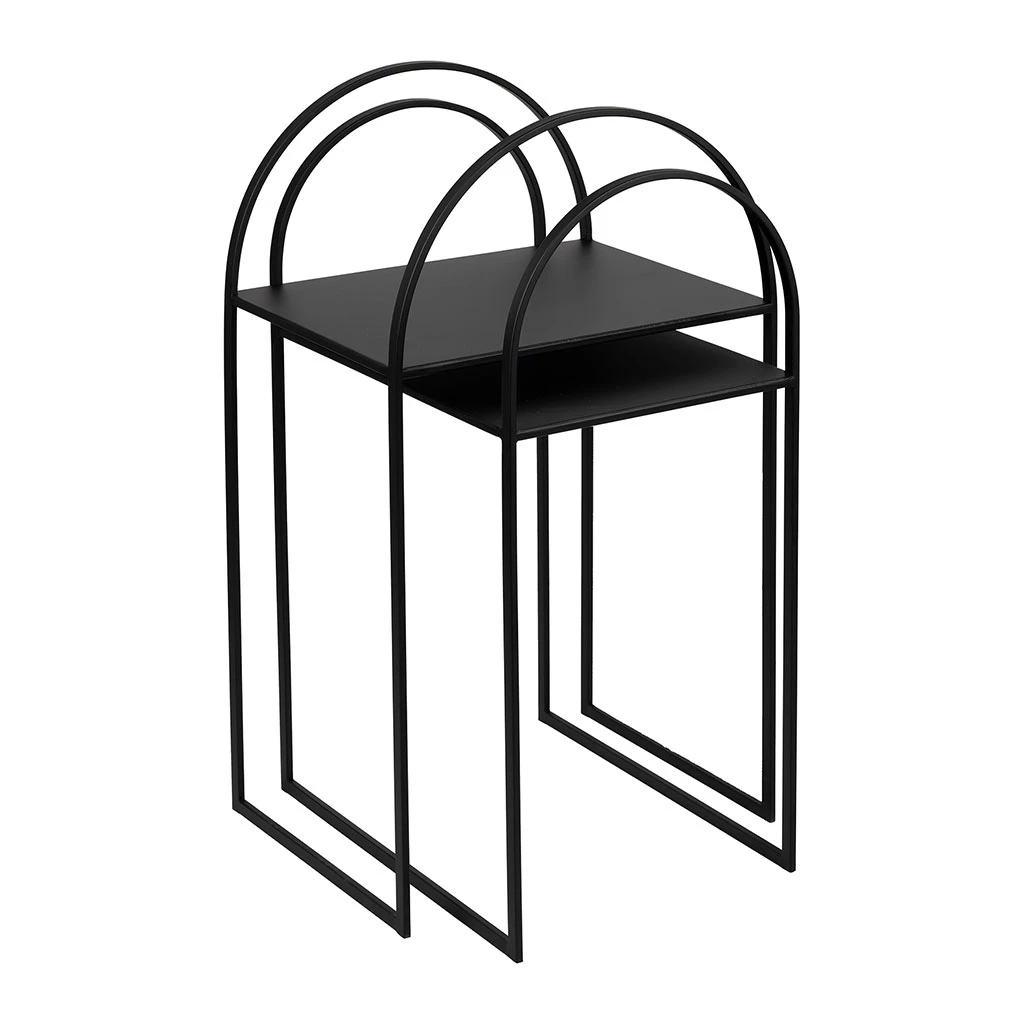 Table D'appoint Gigogne (x2) En Fer Noir - Lernet 2 Table D'appoint Gigogne (x2) En Fer Noir - Lernet – Image 2