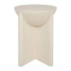 Table D'appoint Ronde Effet Béton Ciré Blanc Cassé D40cm - Leros