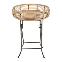Table D'appoint Ronde En Bambou Naturel D52cm