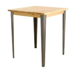 Table De Bar Carrée En Chêne Massif Et Pieds Acier 90x90 Cm - Manny