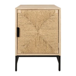 Table De Chevet 1 Porte En Naturel Et Noir - Kenda