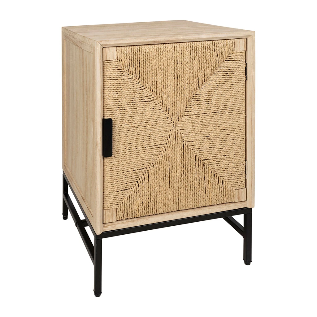 Table De Chevet 1 Porte En Naturel Et Noir - Kenda 2 Table De Chevet 1 Porte En Naturel Et Noir - Kenda – Image 2
