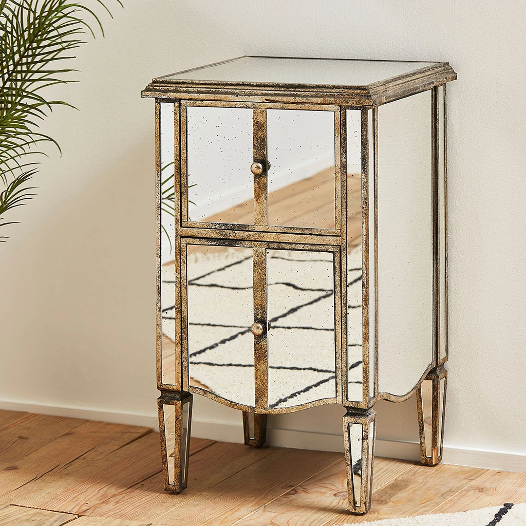 Table De Chevet Baroque En Bois Et Miroir 2 Tiroirs - Bois Miroir 2 Table De Chevet Baroque En Bois Et Miroir 2 Tiroirs - Bois Miroir – Image 2