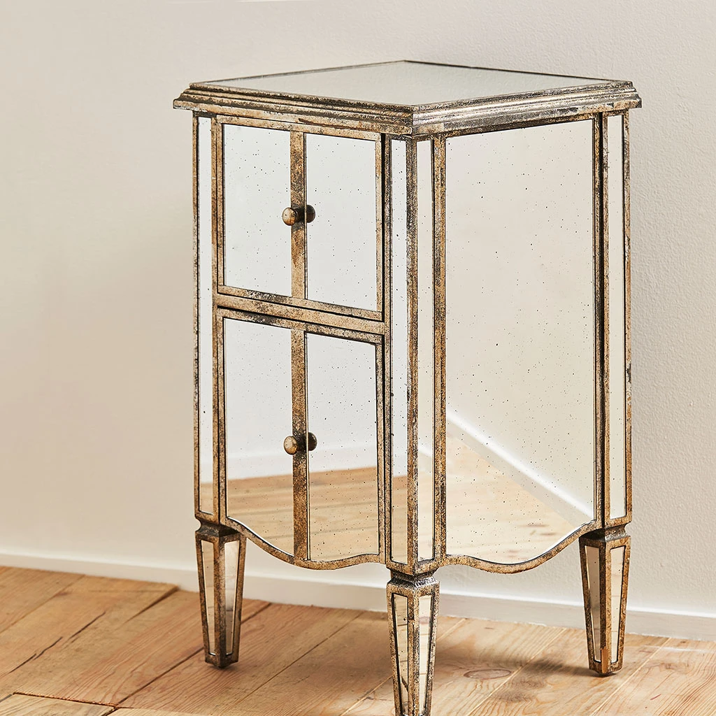 Table De Chevet Baroque En Bois Et Miroir 2 Tiroirs - Bois Miroir 4 Table De Chevet Baroque En Bois Et Miroir 2 Tiroirs - Bois Miroir – Image 4