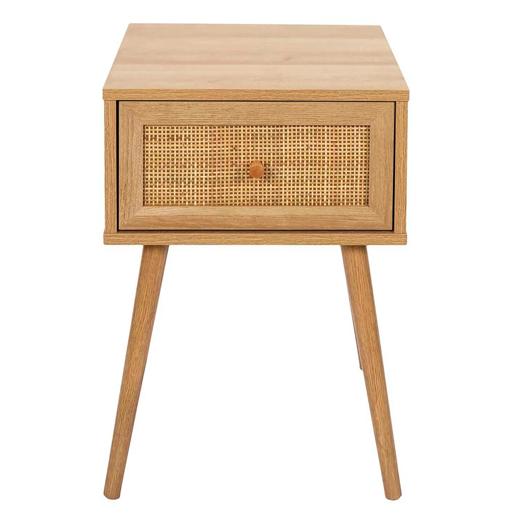 Table De Chevet En Bois Et Cannage 1 Tiroir - Baia 2 Table De Chevet En Bois Et Cannage 1 Tiroir - Baia – Image 2