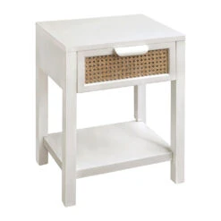 Table De Chevet En Sapin Blanc Et Naturel 1 Tiroir - Adela