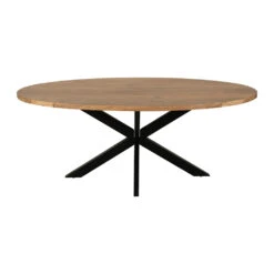 Table Ovale En Acacia Et Pieds En Fer Noir 190x90cm - Brooklyn
