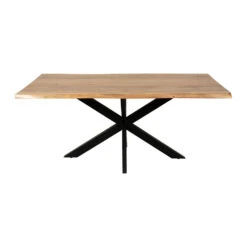 Table De Repas En Acacia Et Pieds En Fer Noir 180x90cm - Brooklyn
