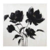 Tableau Fleurs En Toile Et Pin Noir Et Doré 100x100cm - Fleurs