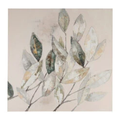 Tableau Neflier En Toile Gris Et Beige 100x100cm