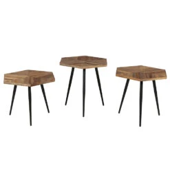 Table Basse Gigogne (lot De 3) En Teck Et Métal - Woody