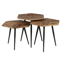 Table Basse Gigogne (lot De 3) En Teck Et Métal - Woody 9 Table Basse Gigogne (lot De 3) En Teck Et Métal - Woody -Magasin Général Pour La Maison tables basses gigognes x 3 en teck et metal hexagonales woody 100321 100321 FRN03 WEB 1