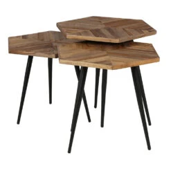 Table Basse Gigogne (lot De 3) En Teck Et Métal - Woody 11 Table Basse Gigogne (lot De 3) En Teck Et Métal - Woody -Magasin Général Pour La Maison tables basses gigognes x 3 en teck et metal hexagonales woody 100321 100321 FRN04 WEB 1