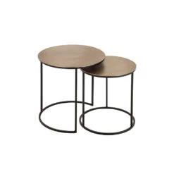 Tables D'appoint Gigogne (x2) En Fer Doré - Felia