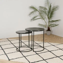 Tables D'appoint Gigogne (x2) En Fer Noir - Felia -Magasin Général Pour La Maison tables d appoint gigogne x2 en fer noir felia 37336 37336 SITU02 WEB 1