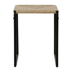 Tabouret En Jute Naturel Et Fer Noir - Madeira