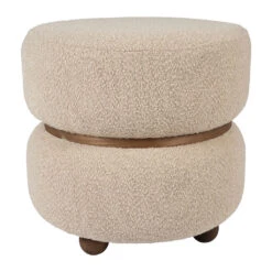 Tabouret En Tissu Et Pin Beige - Alpinia