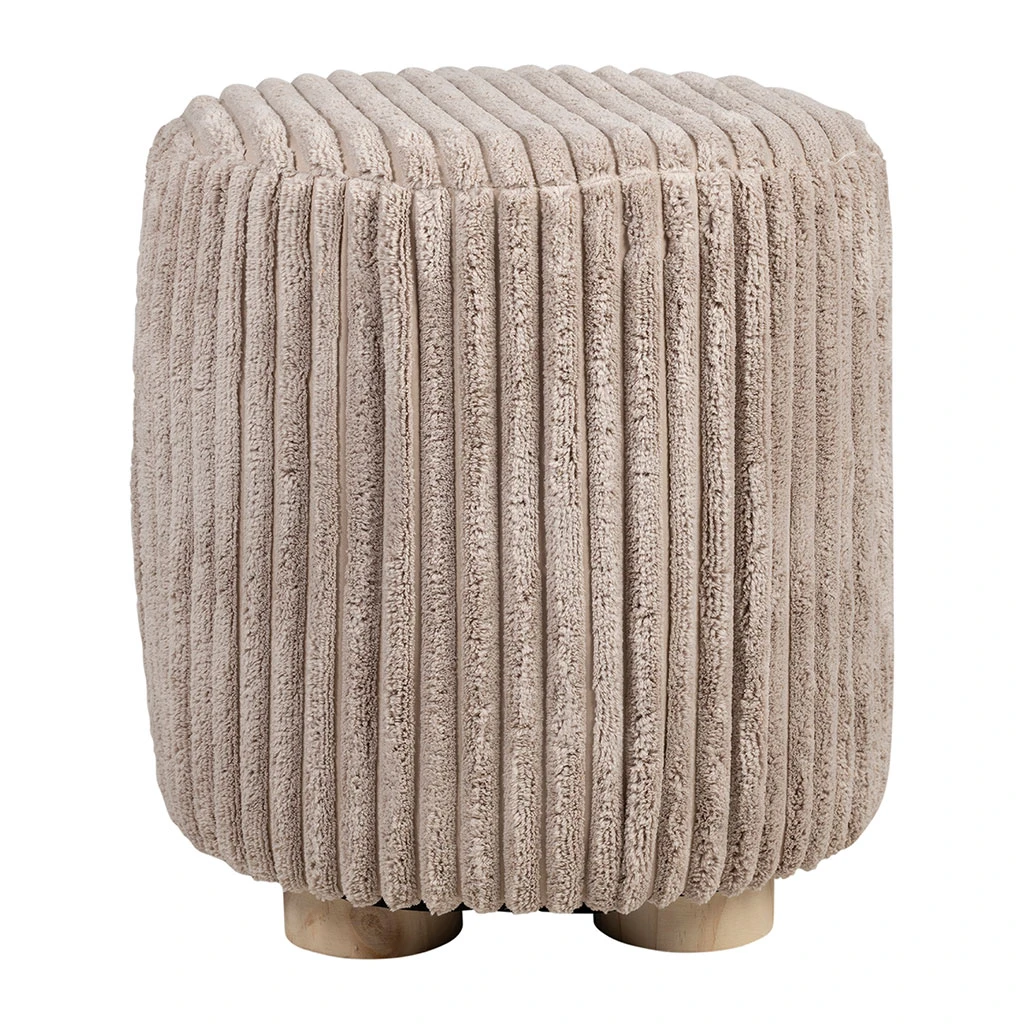 Tabouret En Tissu Taupe - Klosen 1 Tabouret En Tissu Taupe - Klosen