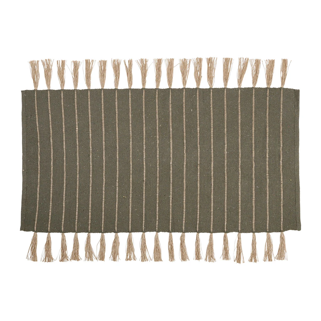 Tapis En Coton Et Jute Kaki 140x70cm - Kolore 1 Tapis En Coton Et Jute Kaki 140x70cm - Kolore