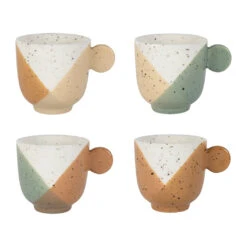 Tasses à Café X4 En Grès Sauge Et Nude Moucheté 14cl - Aurore