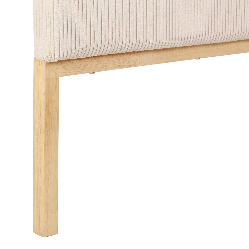 Tête De Lit En Tissu Côtelé Et Hévéa écru 140x100cm - Minimal 3 Tête De Lit En Tissu Côtelé Et Hévéa écru 140x100cm - Minimal – Image 3