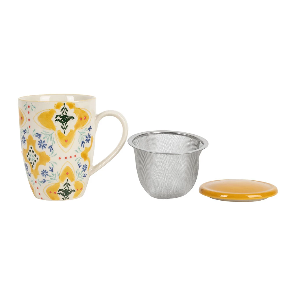 Tisanière En Grès Jaune Avec Filtre Inox 30cl - Azulejo 2 Tisanière En Grès Jaune Avec Filtre Inox 30cl - Azulejo – Image 2